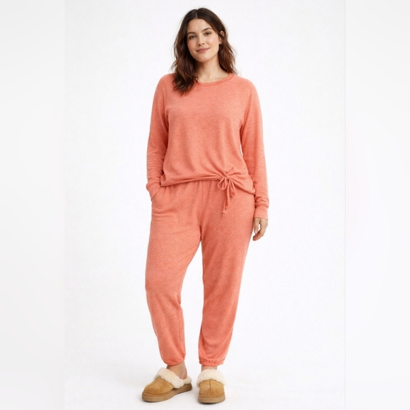 UGG Other - UGG Knit 2-Piece Loungewear Pajama Set • Peach/Coral Burnt Orange • Relaxed Fit